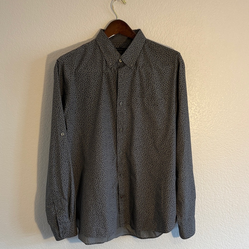 John Varvatos Gray Patterned Button Down Shirt - image 1